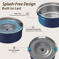 Dog Water Bowl No Spill, 1.5L/50oz Stainless Steel Slow Water Bowl for Dogs, Spill Proof Dog Bowl - Blue - image 3