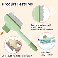 Electrostatic Pet Hair Removal Glove and Cat Dog Flea Comb, Portable Pet Massage and Cleaning Set for Deshedding, Cat Dog Hair Removal on Clothes, Furniture, Car Seats, and Carpets (4PCS)