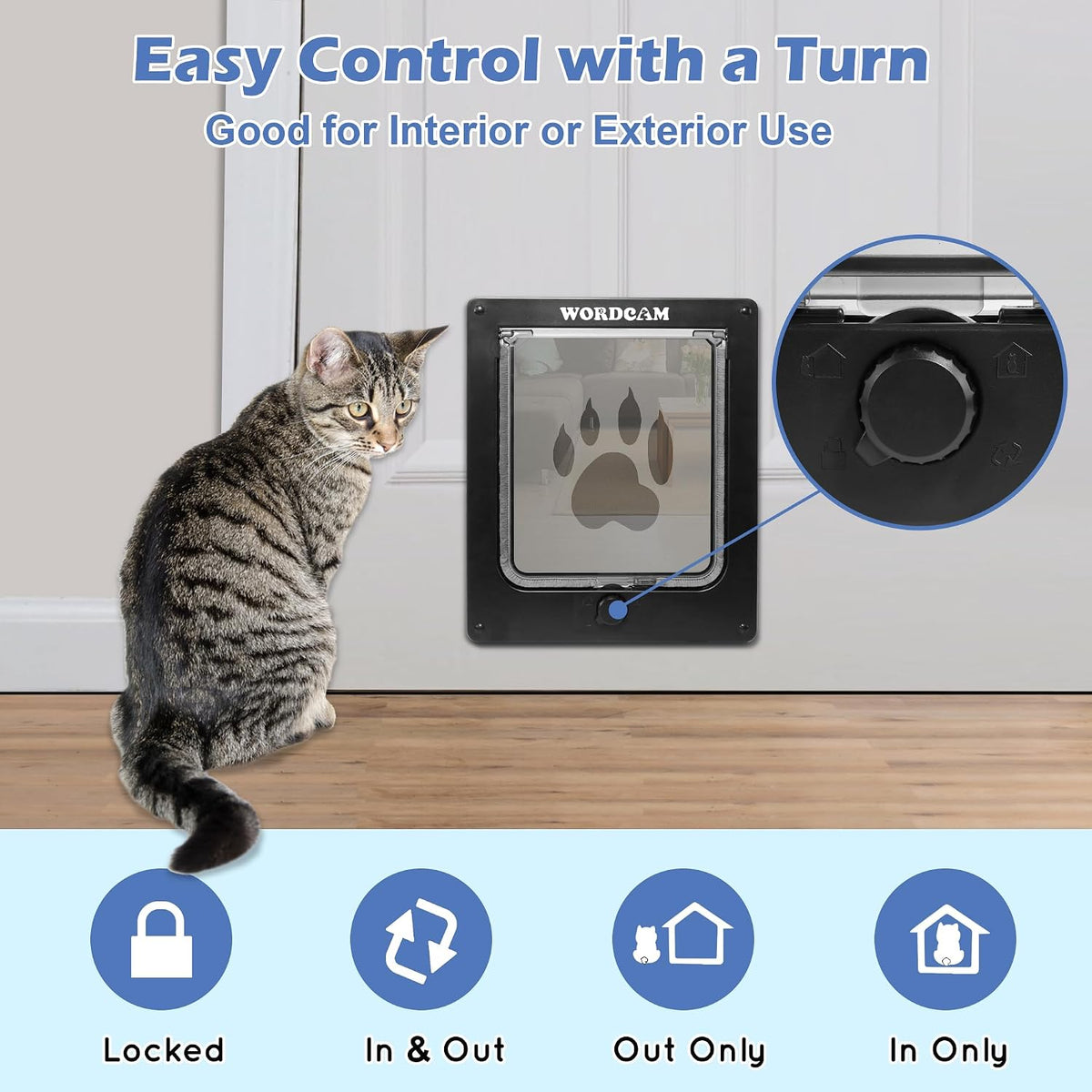 Wordcam X-Large Robust Cat Door for Interior/Exterior - Black / X-Large - image 3