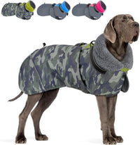SlowTon Dog Winter Coat, 3 Layers Thick Warm Fleece Lining Dog Jacket – Essentials for Dogs - XX-Large / Green Camo