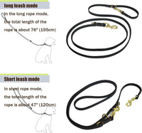 LWBMG Multi Function Leather Dog Leash 8ft Genuine Leather Leash - 8ft x 5/8inch / Black - image 3