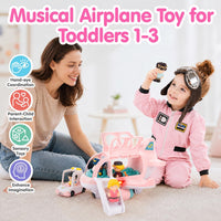 PLAY Musical Airplane Toy for kids Small Figures & Baggage - Pink - image 3