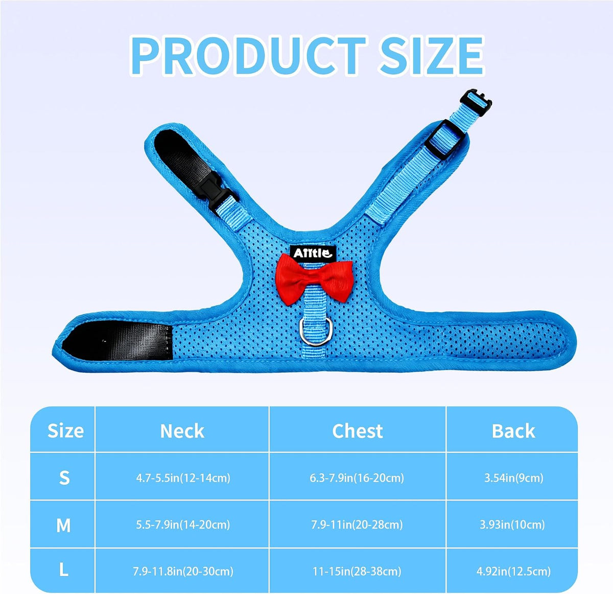 Blue padded mesh rabbit harness and leash set with bow, size M - view 3