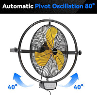 2 PCS 20 IN 5500 CFM Remote Control Wall Mount Fan, 3 Speed High Velocity Wall Fan with Timer, Air Circulator for Garage, Commercial, Greenhouse, Warehouse & Gazebo Use, UL Listed