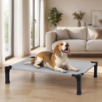 Elevated Outdoor Dog Bed, Raised Dog Bed with Steel Framed 42in – Essentials for Dogs - Grey / 42"L x 30"W x 8.5"H