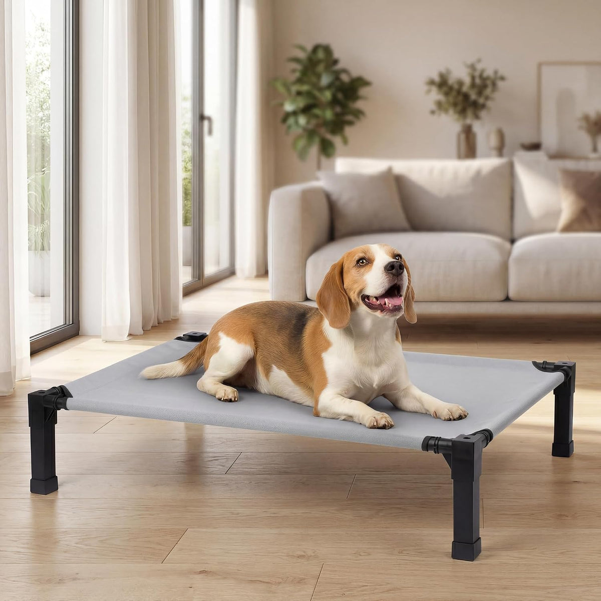 Elevated Outdoor Dog Bed, Raised Dog Bed with Steel Framed 42in – Essentials for Dogs - Grey / 42"L x 30"W x 8.5"H