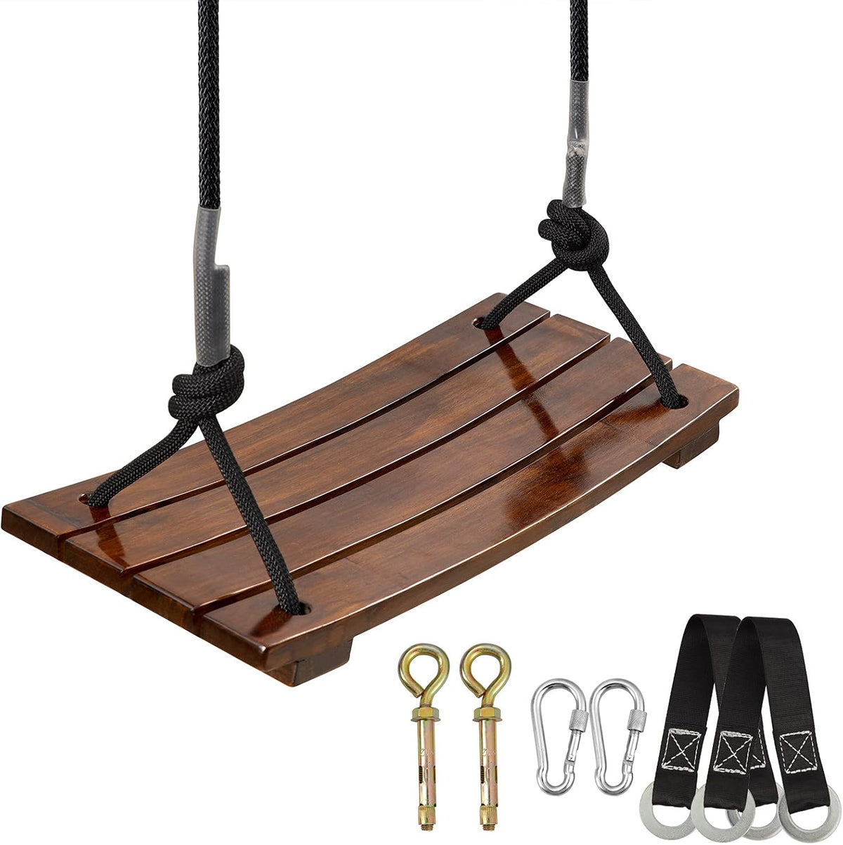 PELLOR Wood Tree Swing Seat - Chocolate / 17.7x7.9x0.4 inch