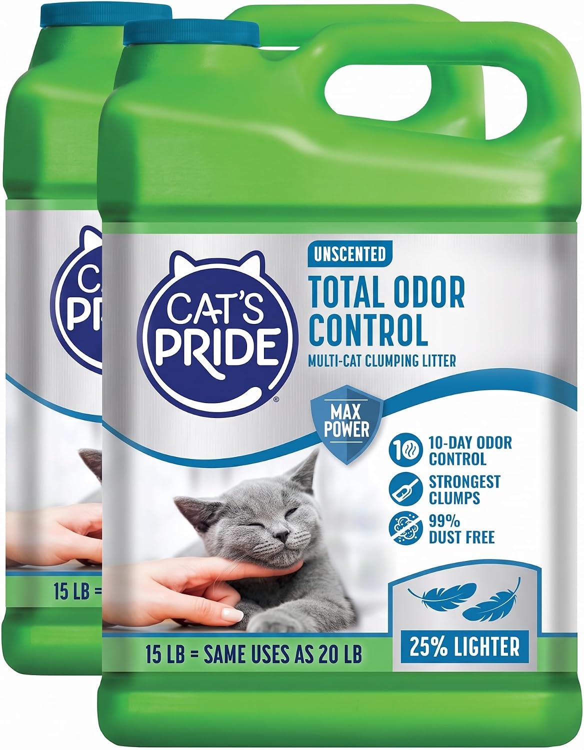Cat's Pride Total Odor Control, Max Power - 15 pounds (Pack of 2) / Total Odor Control Unscented
