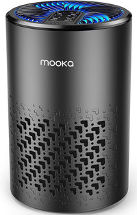 Air Purifiers for Bedroom Home, MOOKA HEPA Air Purifier for Home Pets with Fragrance Sponge for Smoke Dust Pollen Dander Odor, Small Air Purifier with Sleep Mode Night Light Timer, KJ067L, Black