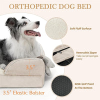 Comfort Expression Small Dog Beds Waterproof Cat Beds Orthopedic Foam Sofa Beds for Small Dogs Comfy Pet Bed with Washable Removable Cover & Non-Slip Bottom(XX-Small,Beige)