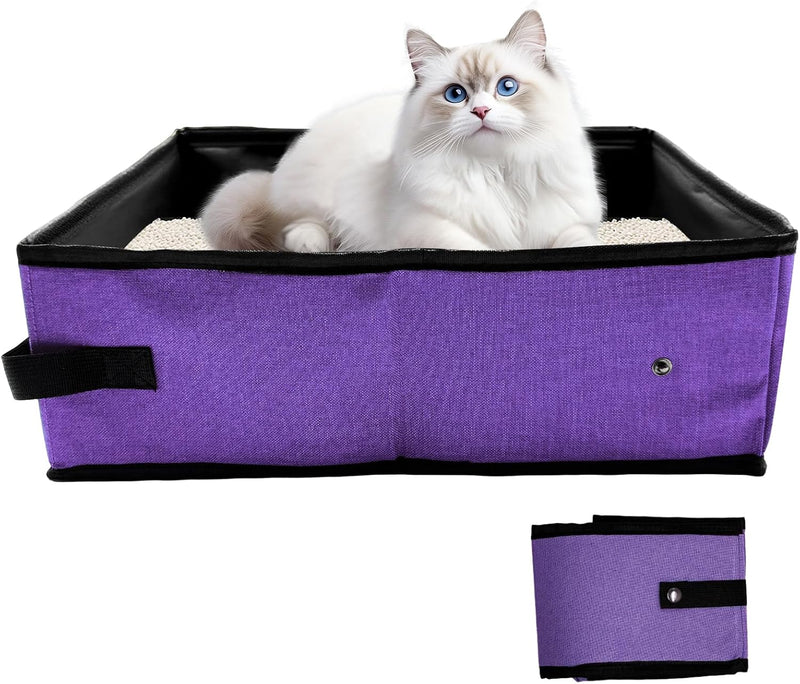 Foldable Travel Litter Box for Cats - Purple