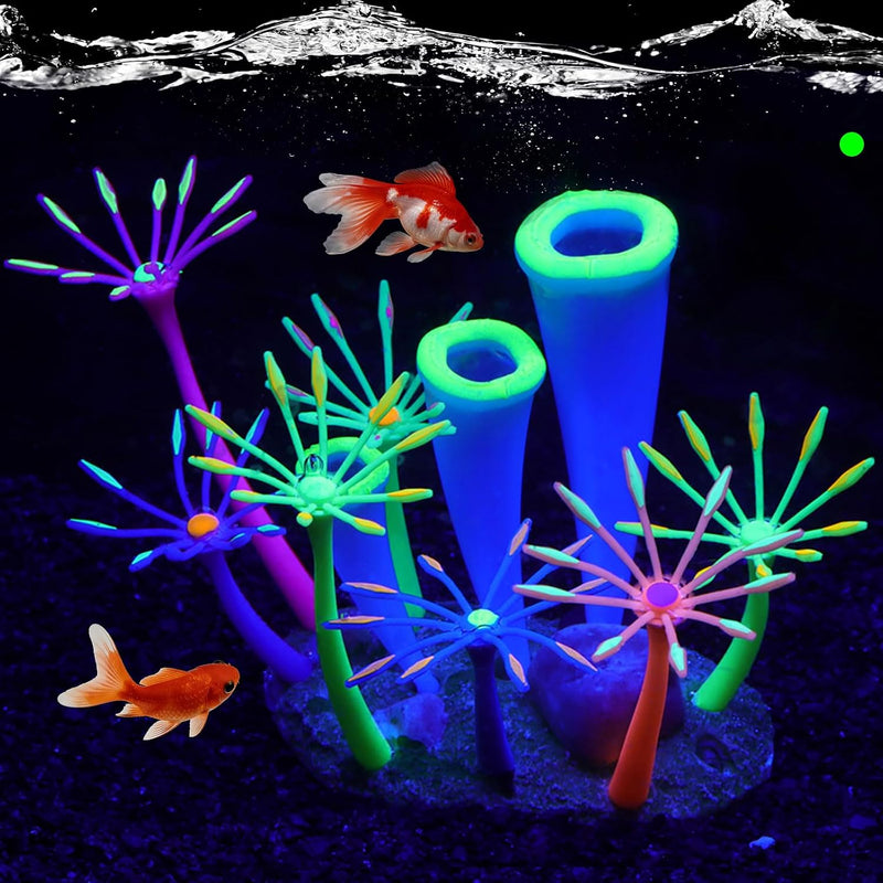 2pcs Silicone Glowing Effect Aquarium Fish Tank Decorations - Green