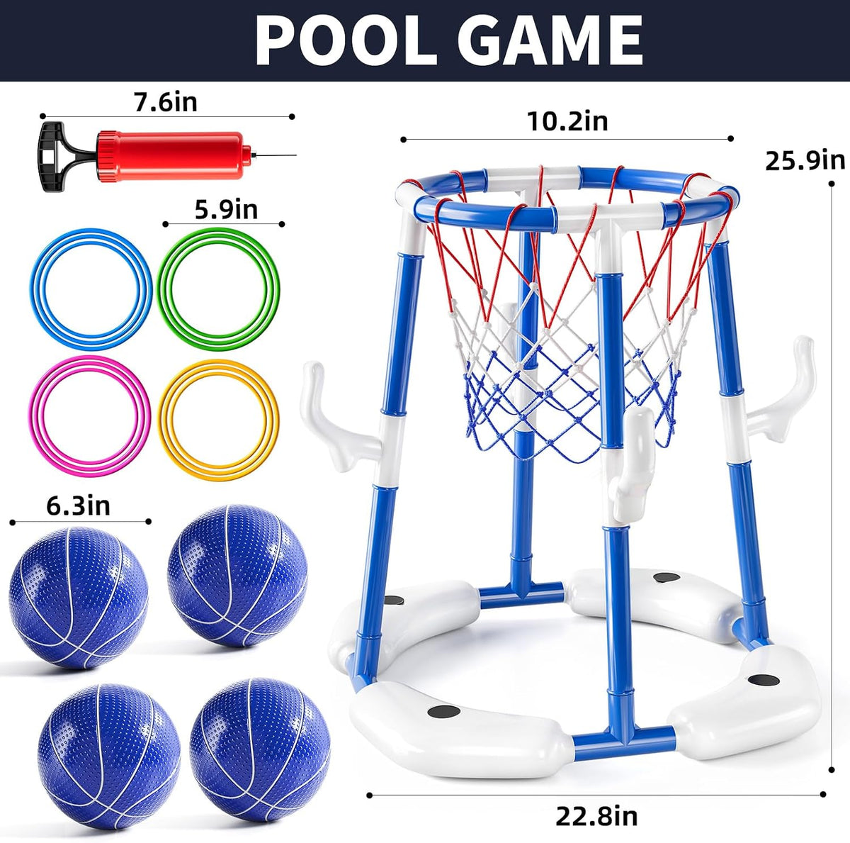 NIPLOOOW Pool Basketball Hoop - Floating Basketball Hoop-Blue - image 2