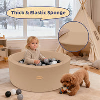 HARBOLLE 35.4" Soft Fleece Ball Pit for Toddlers - Brown - image 3