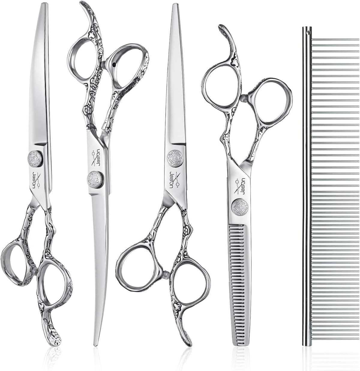 JASON Dog Grooming Scissors Set - Silver