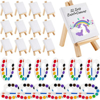 Zubebe mini canvas painting kit with 4 x 4 inch canvases, wooden easels and watercolor palettes