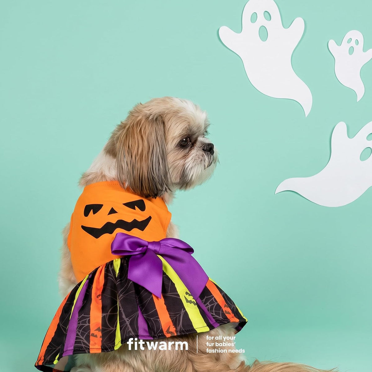 Fitwarm Halloween Pumpkin Dog Dress - Small / Pumpkin - image 4