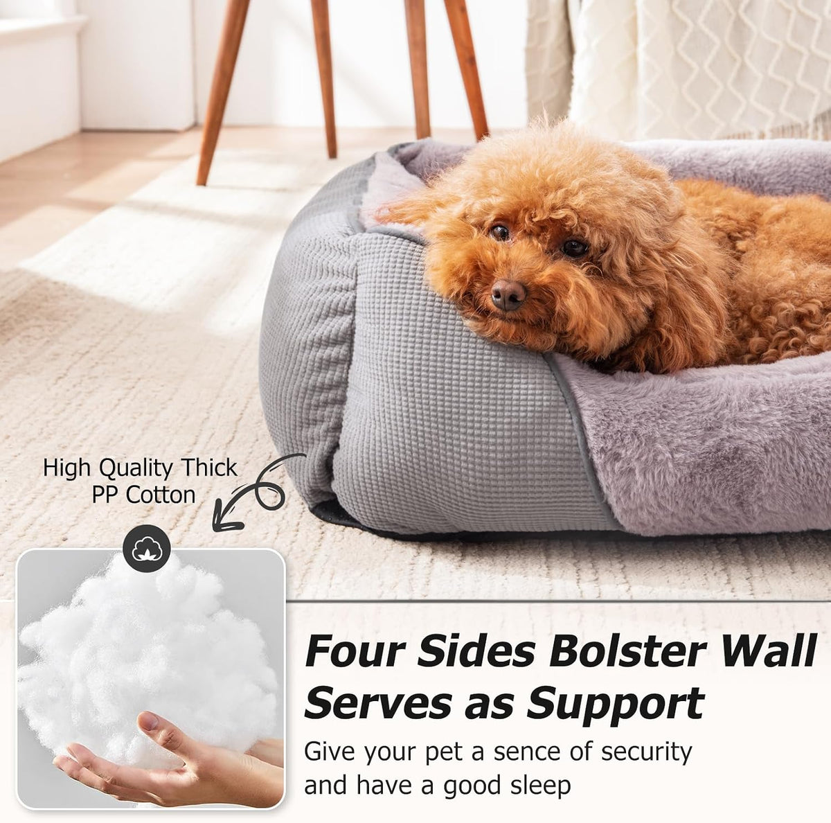 MIXJOY Dog Bed for Large Medium Small Dogs - Dark Grey / S(20’’x 19’’x 6’’) - image 2