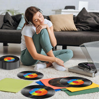 ZOIIWA vinyl record themed paper napkins with colorful music note logo, 50 pack - view 6