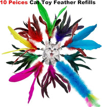 Cat Feather Toys Refills, 10 Pieces Interaction Cat Wand Replacement Feathers Toy for Indoor Cats