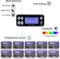 24/7 LED Aquarium Light, IP68 Waterproof Extendable Bracket Fish Tank Light with Timer, 7 Colors, 10 Level Adjustable Brightness, DIY Mode Full Spectrum Aquarium Plant Light for 18-24 Inch Fish Tank