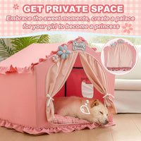Indoor Dog House with Frame, Cute Dog Tent Bed with Cover Cave - Large ( 25" × 25" × 25" ) / Pink - image 4