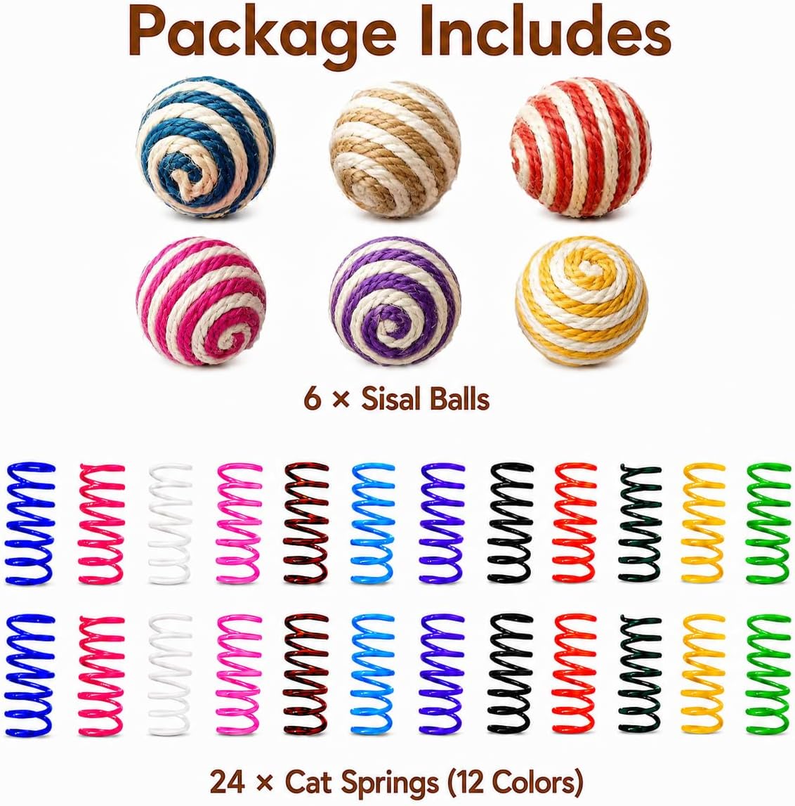 Cat Toys for Indoor Cats, 20 Packs Cat Toys Balls – Essentials for Cats - Sisal Balls 30Pcs - image 2