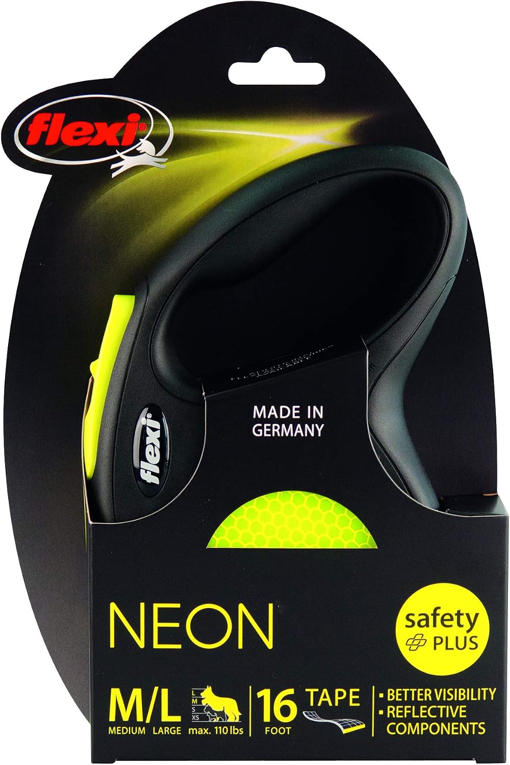 FLEXI Giant Tape Retractable Dog Leash - Yellow/Black / 16 ft (Large) - image 2