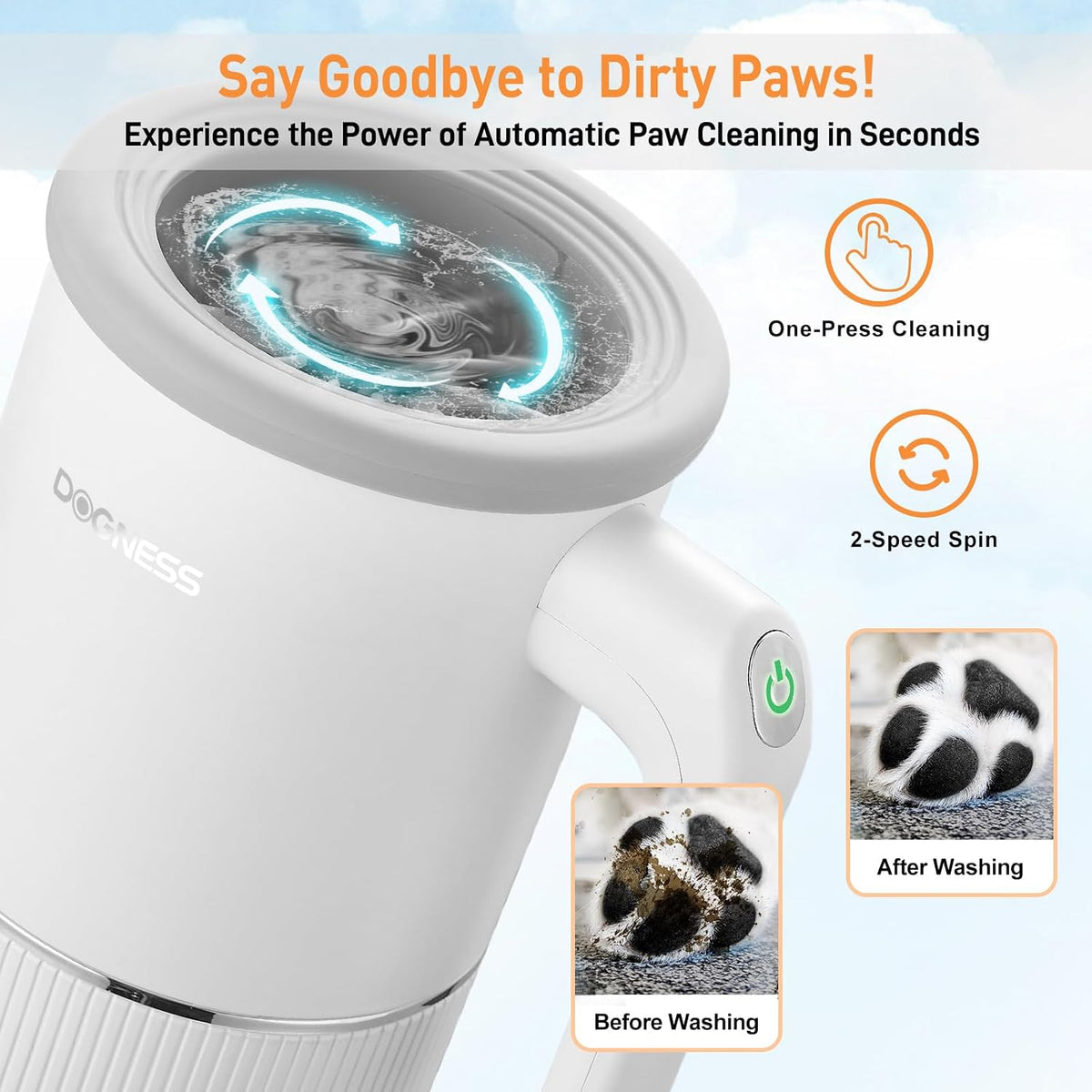 DOGNESS Automatic Dog Paw Cleaner Cup Paw Washer for Medium & Large - White / Medium & Large Dogs - image 2