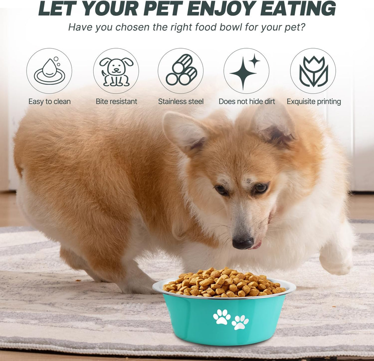 Stainless Steel Dog Bowls - Green / 6.6 Cups/53 OZ - image 2