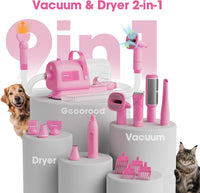 Pink 7-in-1 dog grooming vacuum and dryer kit with clippers and brushes - view 3
