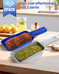 2 Cup Dog Food Scoop, Plastic Pet Food Scoop with Measuring Lines for Accurate Pet Food - Blue and Grey - image 2