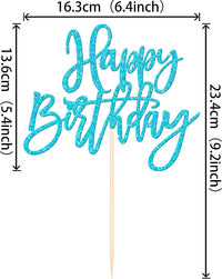 ZHUOWEISM 1 PCS Gold Happy Birthday & Anniversary Cake Topper – Fun for Kids & Family - Light Blue - image 2