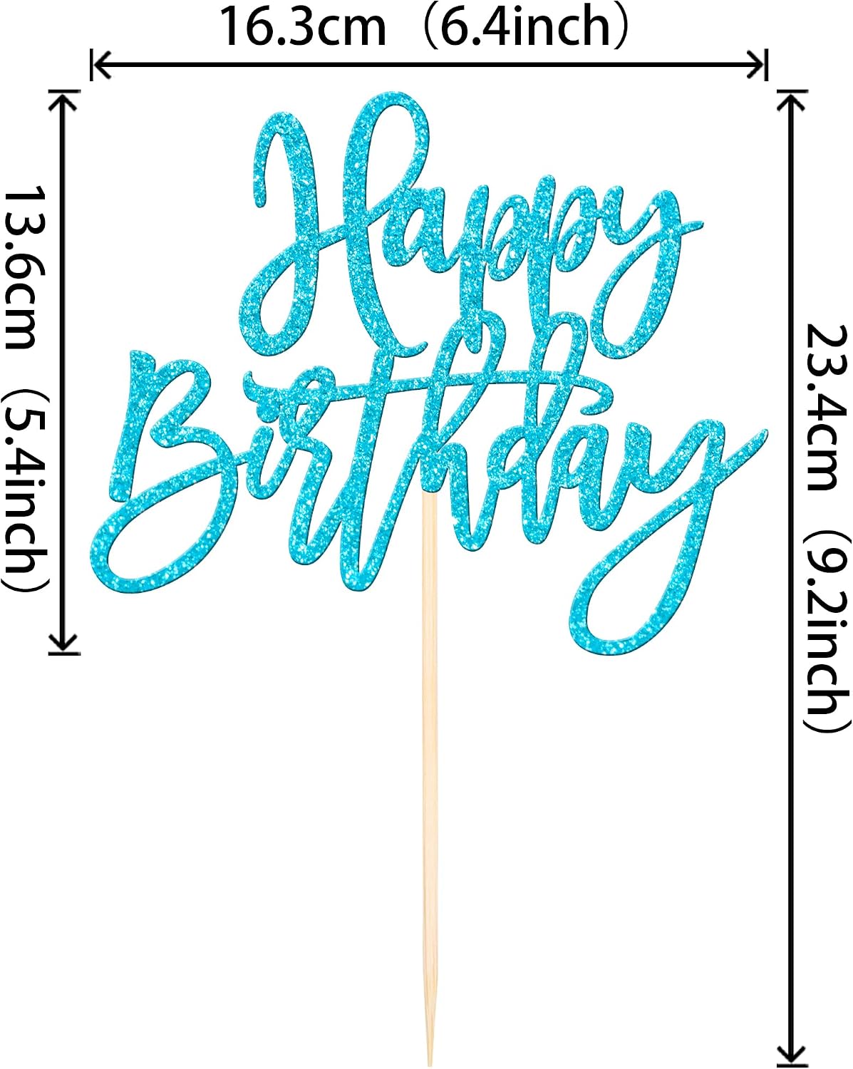 ZHUOWEISM 1 PCS Gold Happy Birthday & Anniversary Cake Topper – Fun for Kids & Family - Light Blue - image 2
