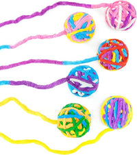 CHIWAVA 6 Pack 20" Woolen Yarn Cat Toys Ball with Bell 2" Large Indoor Cat Toy Balls Kitten Interactive Toys