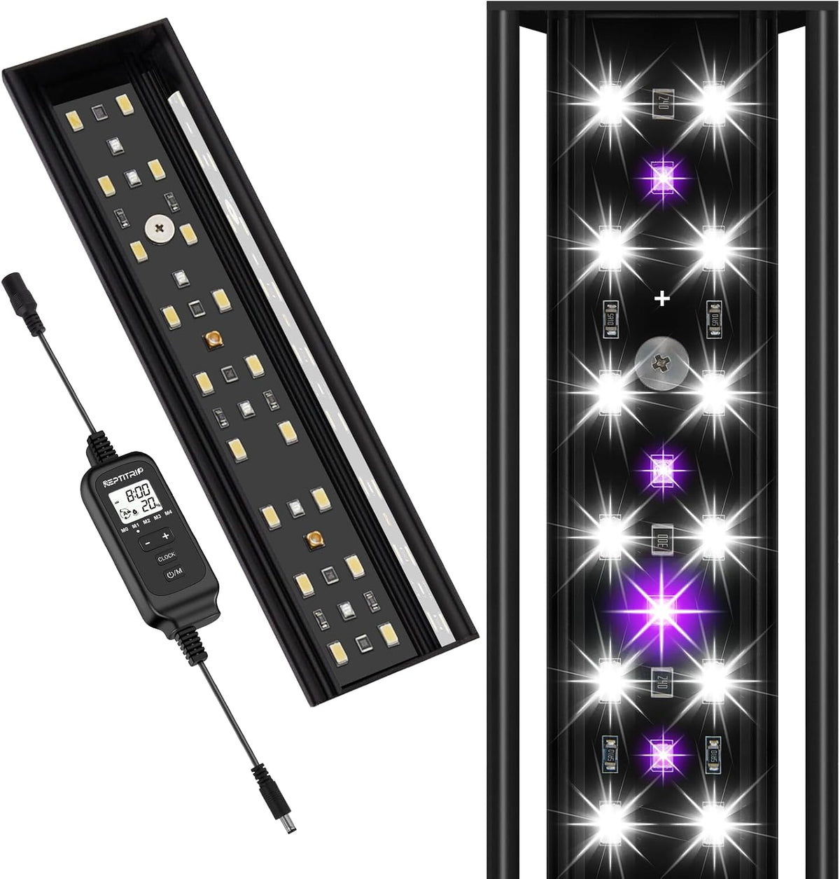 16-Inch LED UVB Reptile Light with Auto On/Off & Preset Day-Night - 8 INCH