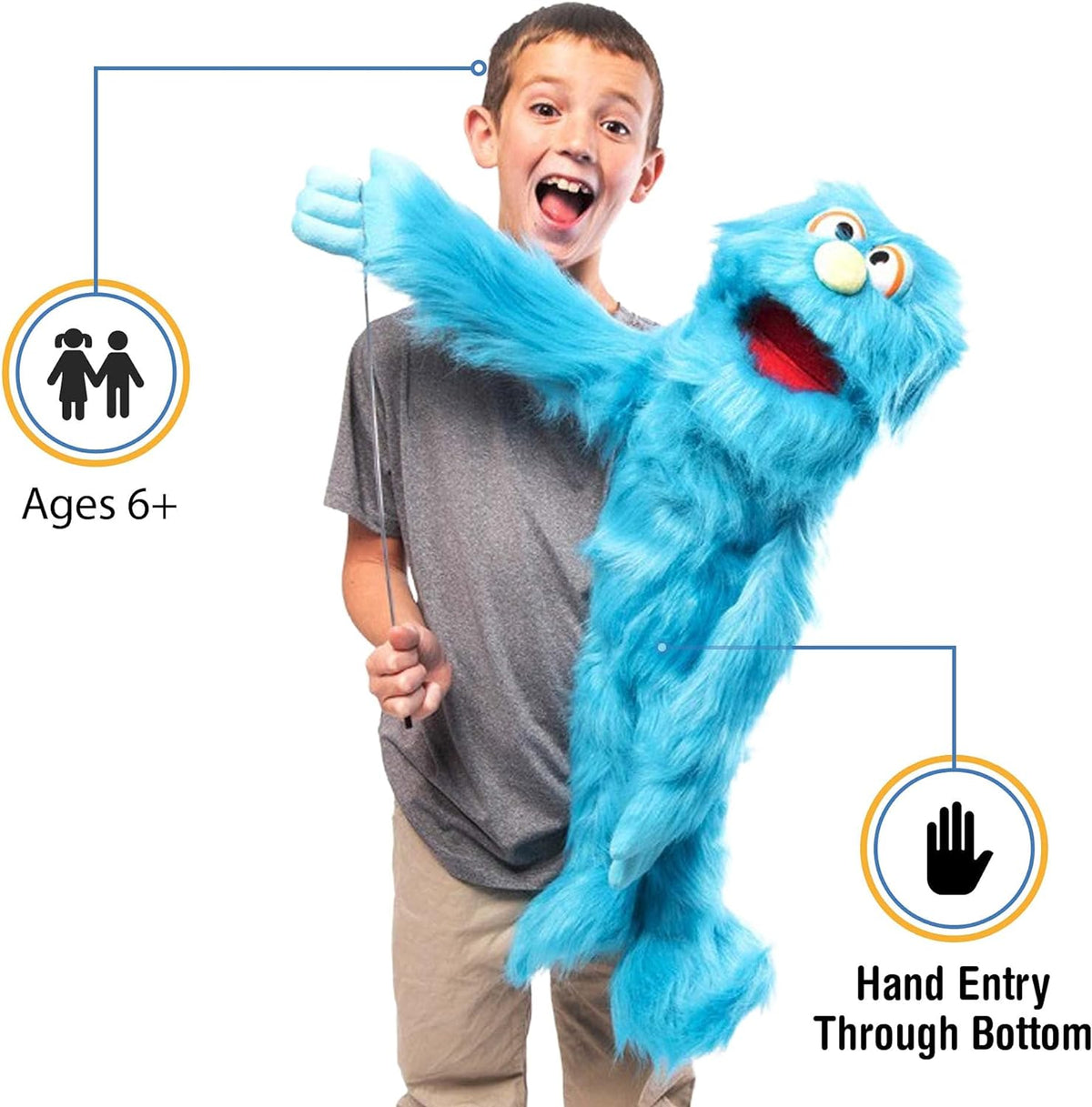 30" Blue Monster Puppet, Full Body Ventriloquist Style Puppet – Fun for Kids & Family - image 2