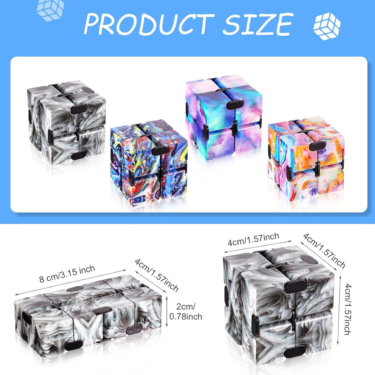 Zhanmai 20 Pieces Galaxy Infinity Cube Fidget Sensory Toy - 10 / Modern Style - image 2