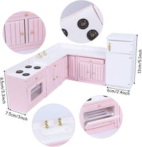 1:12 Scale Dollhouse Kitchen Furniture Set, Fridge, Sink - Brown - image 2