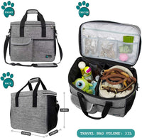 PetAmi Dog Travel Bag Organizer, Pet Supplies Diaper Tote - Large - 15.5"L x 9.5"W x 14.0"H / Grey - image 2