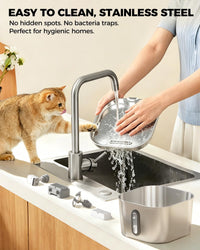 Cat Water Fountain Stainless Steel 74oz/2.2L with 3 Filters & 3 - 2.2L+6Filters+6Sponges - image 3