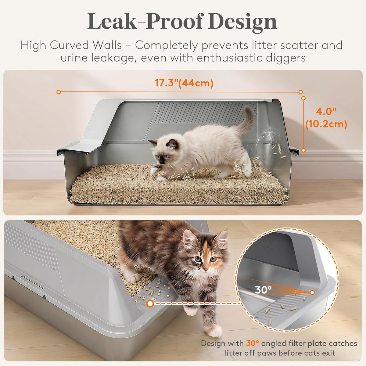 Lifewit Stainless Steel Cat Litter Box for Kitty - image 3