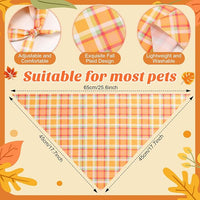 100 Pieces Fall Dog Bandanas Bulk Plaid Bandanas for Dogs Autumn Thanksgiving Soft Doggie Bibs Adjustable Triangle Scarves for Small Medium Large Pet Fall Autumn Costume
