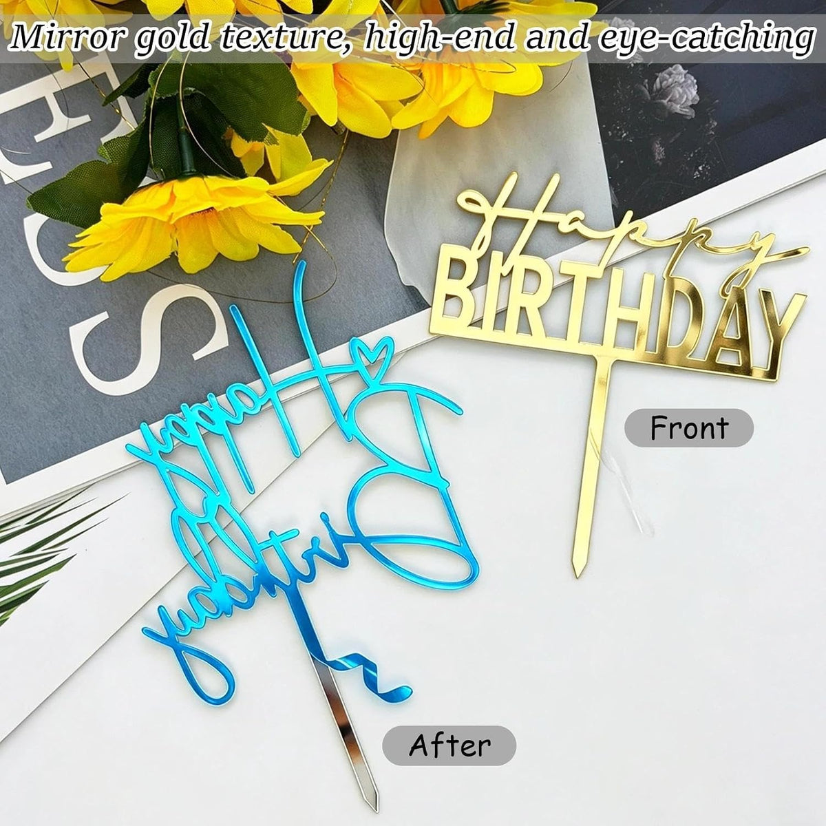Gold Birthday Cake Topper - Gold - image 4
