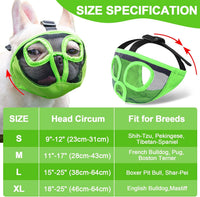 Short Snout Dog Muzzle - Adjustable Breathable Mesh Bulldog Muzzle for Biting Chewing Barking - Green / X-large/ 18"-25" - image 3