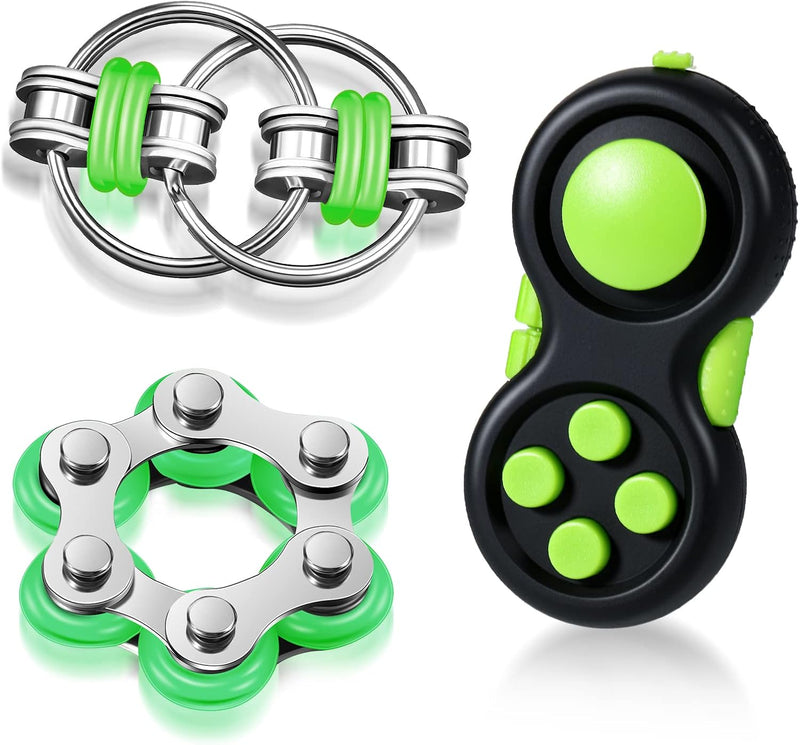 Gejoy 3 Pcs Fidget Toys Adults Set Silent - Black and Green
