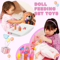 Beem Jun pink baby doll bottles and pacifiers set in a clear zippered bag - view 20