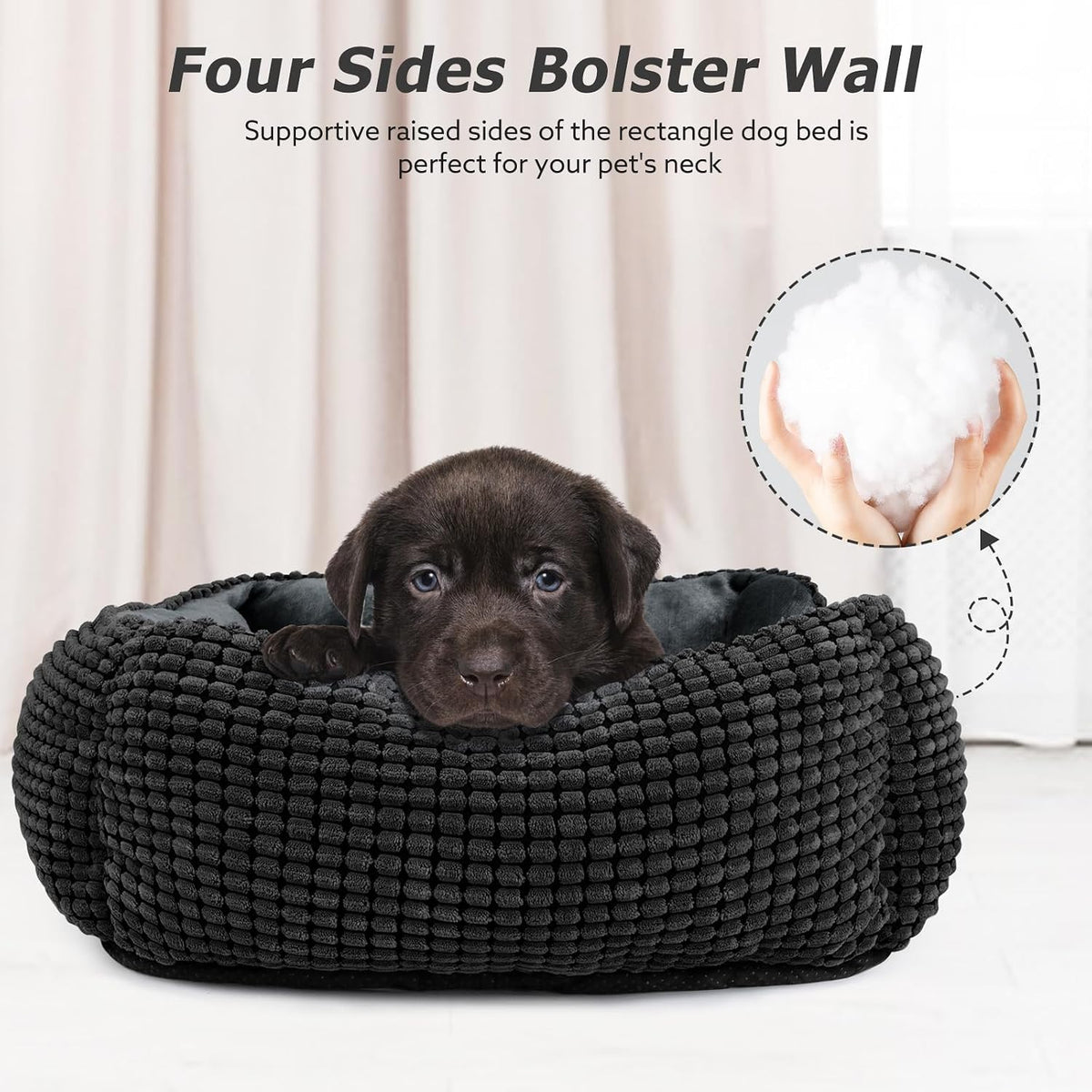 MIXJOY Dog Bed for Large Medium Small Dogs - Black / L(30’’x 24’’x 9’’) - image 2