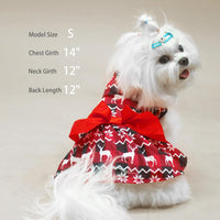PUPTECK Classic Beige Plaid Dog Dress with Bow Puppy Skirt Clothes M – Essentials for Dogs - Christmas(Deer and Snow) / Large - image 4