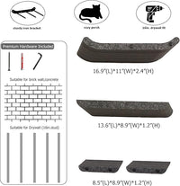 Wall Mounted Cat Shelves and Perches,Scratchable Cat Beds & Furniture for Indoor Cats, Soft PET Felt Feline Climbing Wall Set, Modern Jungle Gym System for Lounging and Sleeping (Set of 4-Grey)